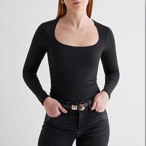 Express Body Contour Black Long Sleeve Bodysuit